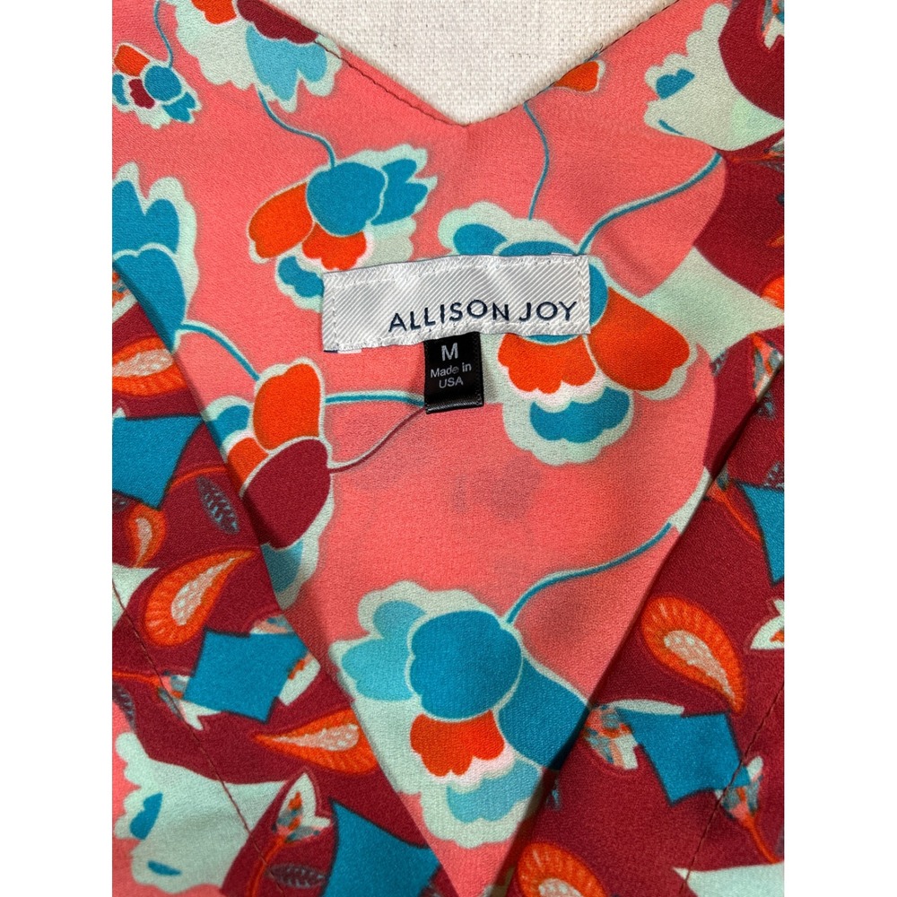 Allison Joy Womens Medium Floral Patchwork Sleeveless Surplice V-Neck Blouse Top - Picture 2 of 6